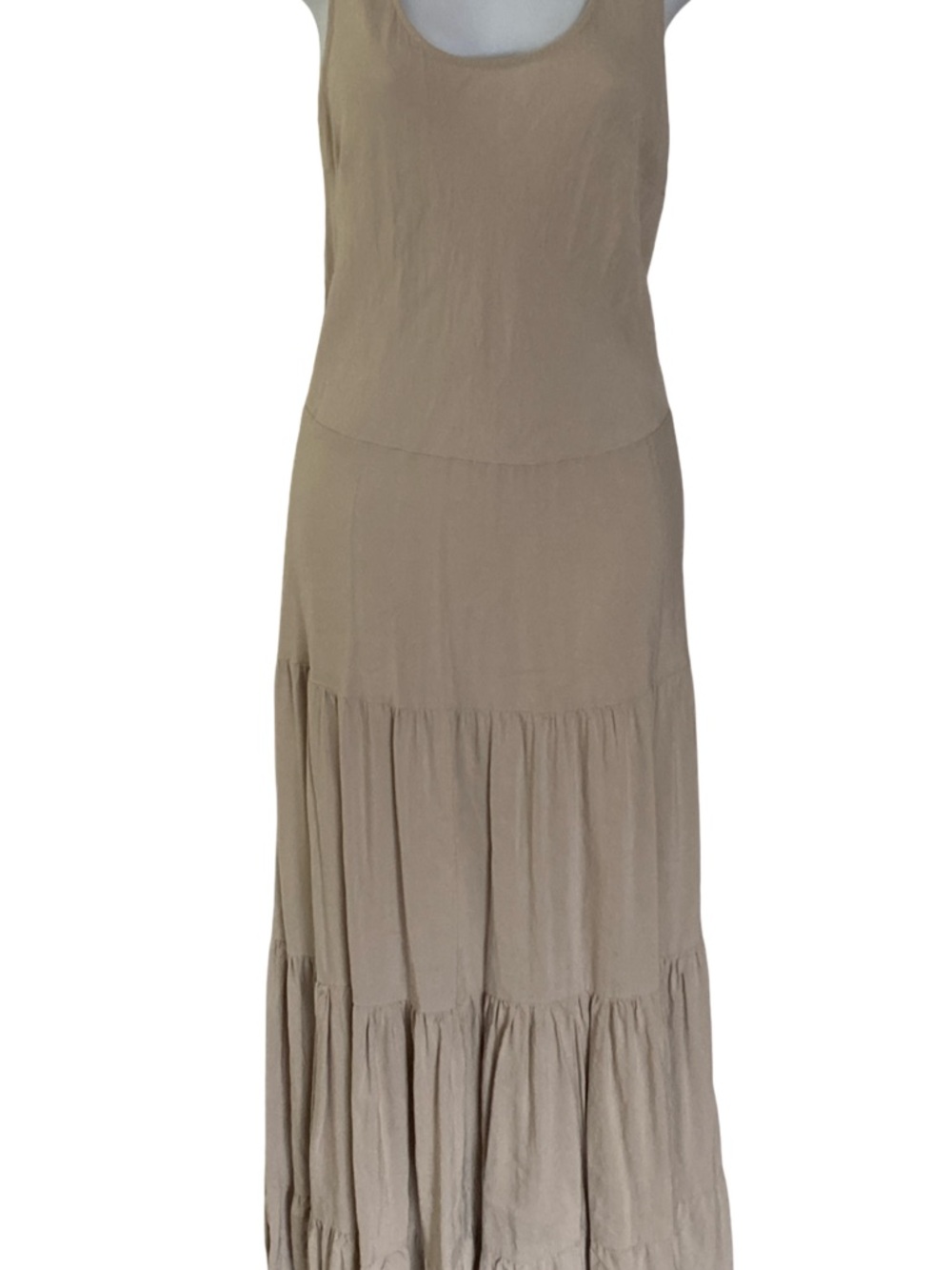 Soft Surroundings Linen-Blend Scoop Neck Dress Light Beige- 12 tan linen blend - Picture 3 of 5